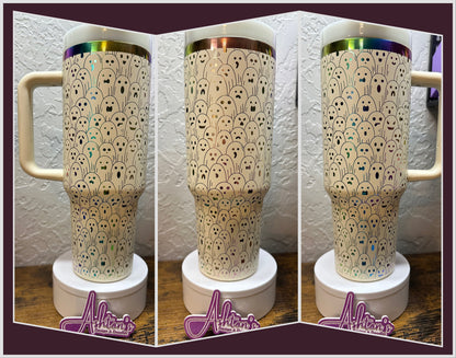 40oz Ghostly Cream Homographic Tumbler