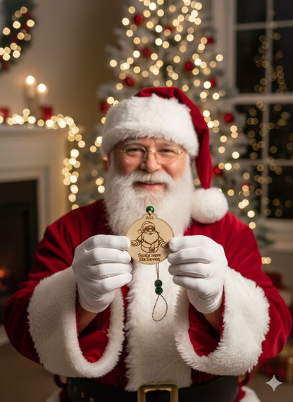 Santa says six seven ornament