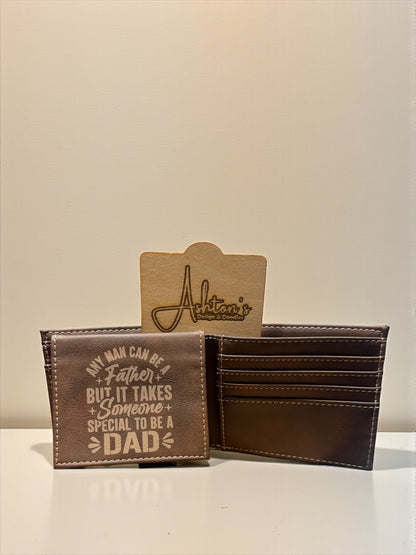 Personalized leather wallet.