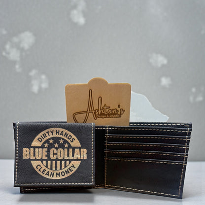 Personalized leather wallet.